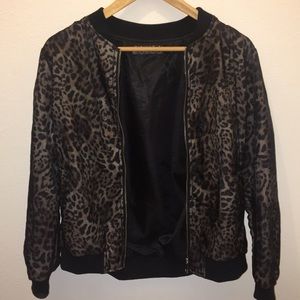 LF Leopard Print/Black Mesh Bomber Jacket
